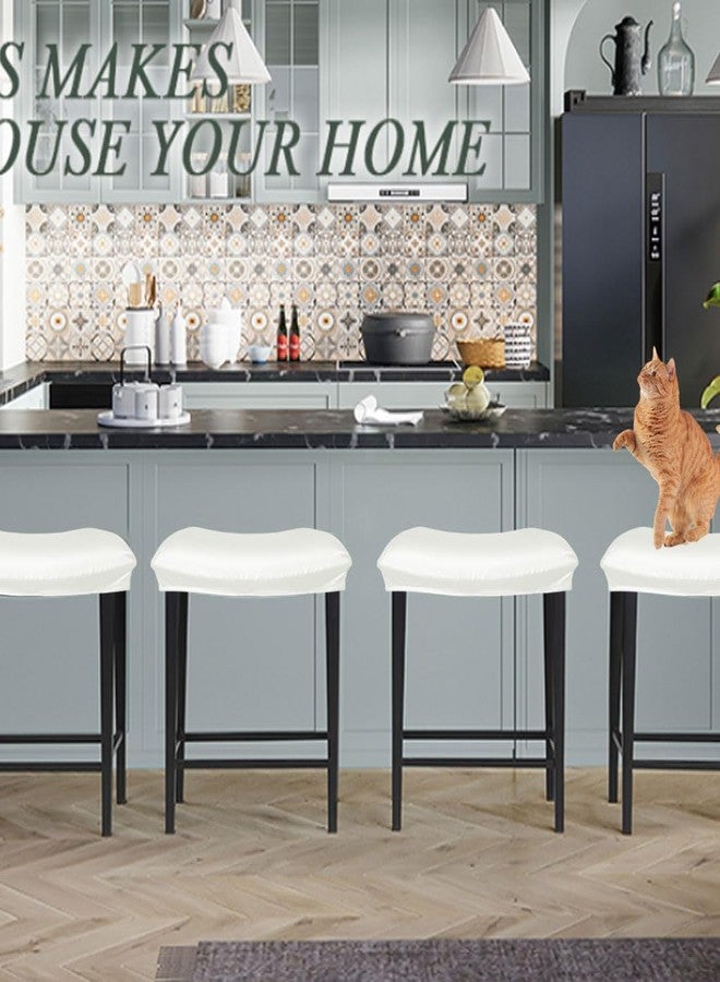 مجموعة أغطية كراسي بار مستطيلة من Bifaunvogel، 4 قطع، مقاومة للماء، مصنوعة من البولي يوريثان، مناسبة لكراسي البار المرتفعة، أغطية كراسي بار بتصميم سرج، أغطية كراسي بار بدون مسند ظهر، لون أبيض كريمي - Image 2